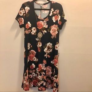 Blue floral short sleeved dress Sz 1X